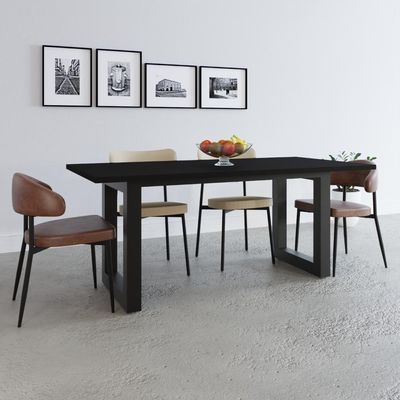 Mesa De Jantar Bronx R 180x90x77cm Brmj9180r Preto Tx - Est.preta Preto Tx/est.preta