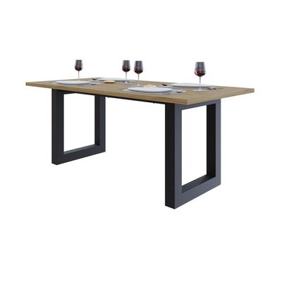 Mesa De Jantar Bronx R 180x90x77cm Brmj9180r Vermont Oak - Est.preta Vermont Oak/est.preta