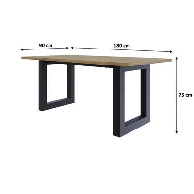 Mesa De Jantar Bronx R 180x90x77cm Brmj9180r Vermont Oak - Est.preta Vermont Oak/est.preta