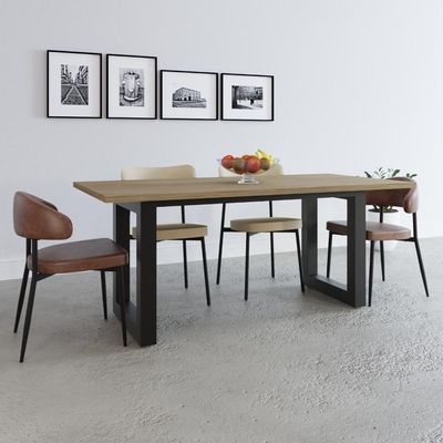 Mesa De Jantar Bronx R 180x90x77cm Brmj9180r Vermont Oak - Est.preta Vermont Oak/est.preta