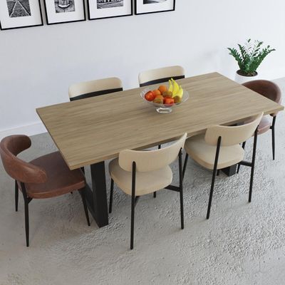 Mesa De Jantar Bronx R 180x90x77cm Brmj9180r Vermont Oak - Est.preta Vermont Oak/est.preta