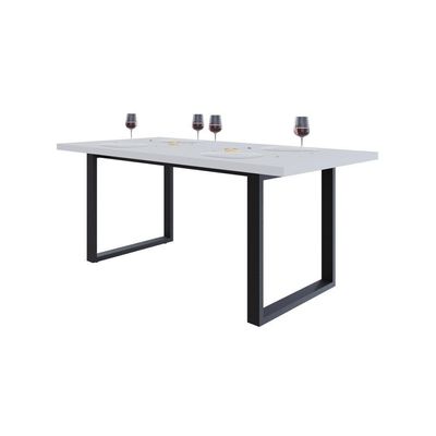 Mesa De Jantar Queens R 180x90x77cm Qemj9180r Branco Tx - Est.preta Branco Tx/est.preta