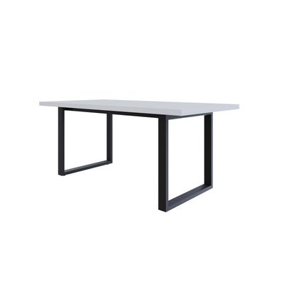 Mesa De Jantar Queens R 180x90x77cm Qemj9180r Branco Tx - Est.preta Branco Tx/est.preta