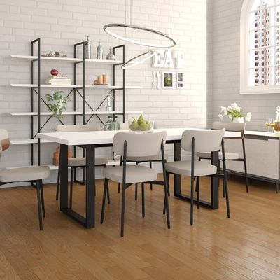 Mesa De Jantar Queens R 180x90x77cm Qemj9180r Branco Tx - Est.preta Branco Tx/est.preta