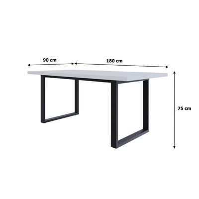Mesa De Jantar Queens R 180x90x77cm Qemj9180r Branco Tx - Est.preta Branco Tx/est.preta