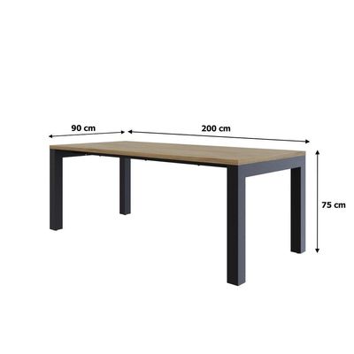 Mesa De Jantar Bronx U 200x90x77cm Brmj9200u Vermont Oak - Est.preta Vermont Oak/est.preta