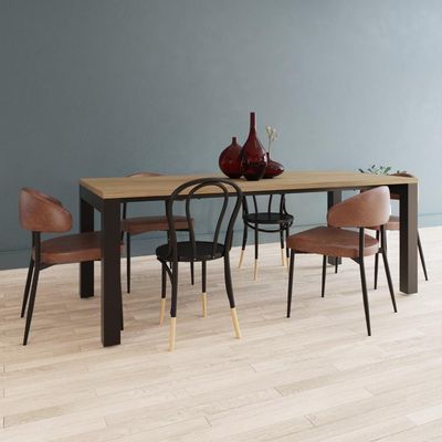 Mesa De Jantar Bronx U 200x90x77cm Brmj9200u Vermont Oak - Est.preta Vermont Oak/est.preta