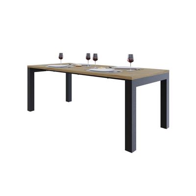 Mesa De Jantar Bronx U 200x90x77cm Brmj9200u Vermont Oak - Est.preta Vermont Oak/est.preta