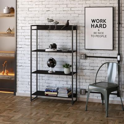 Estante Dynamica 80x30x146cm C/04 Prateleiras Preto ônix / Est.preta Preto ônix / Est.preta