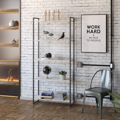 Estante Dynamica 80x30x187cm Com 05 Prateleiras Snow / Est.preta