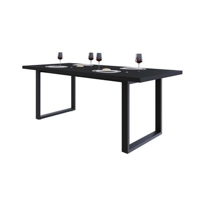 Mesa De Jantar Queens R 200x90x77cm Qemj9200r Preto Tx - Est.preta Preto Tx/est.preta