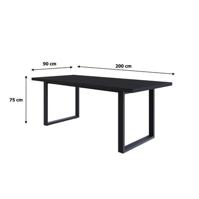 Mesa De Jantar Queens R 200x90x77cm Qemj9200r Preto Tx - Est.preta Preto Tx/est.preta