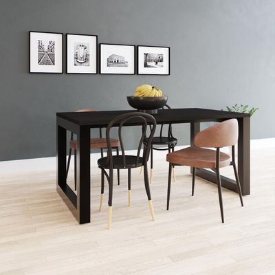 Mesa De Jantar Bronx 160x90x77cm Brmj9160 Preto Tx - Est.preta Preto Tx/est.preta