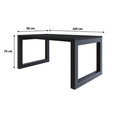 Mesa De Jantar Bronx 160x90x77cm Brmj9160 Preto Tx - Est.preta Preto Tx/est.preta