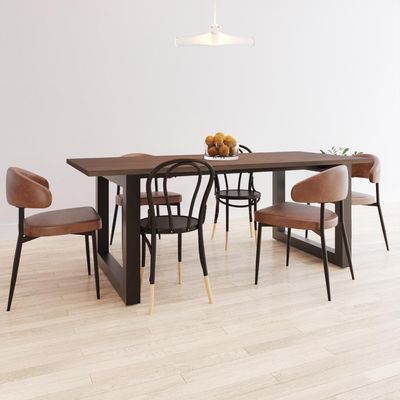 Mesa De Jantar Bronx R 200x90x77cm Brmj9200r Terracota - Est.preta Terracota/est.preta