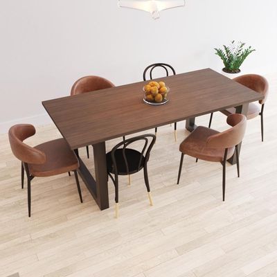 Mesa De Jantar Bronx R 200x90x77cm Brmj9200r Terracota - Est.preta Terracota/est.preta