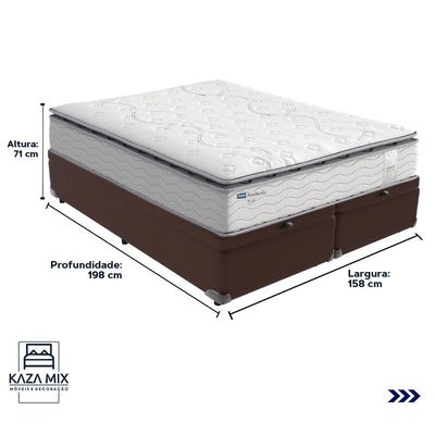 Cama Box Baú Marrom E Colchão Amsterdã Molas Ensacadas Queen Probel