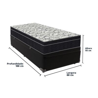Cama + Box Com Bau Solteiro Colchão Extra Firme Airtech Ortobom D45 Preto