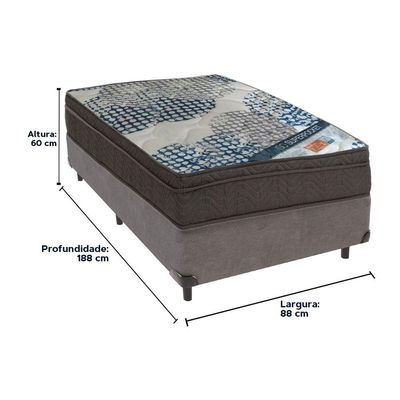 Cama Box Cinza E Colchão Iso Superpocket Molas Ensacadas Solteiro Ortobom