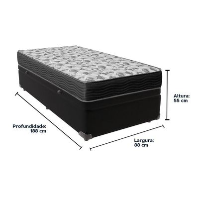 Cama Box Com Baú Solteiro Preto Ortobom Colchão Iso100 D33