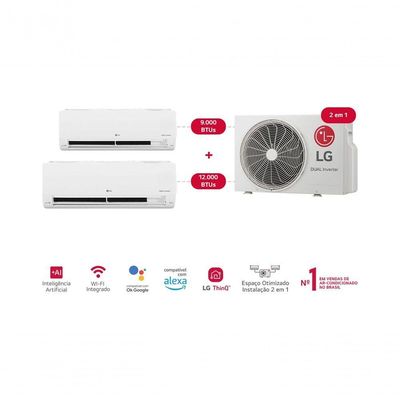 Ar Condicionado LG Dual Inverter Voice +AI Bi-Split Frio Evaporadoras 9.000+12.000 BTUs 220V