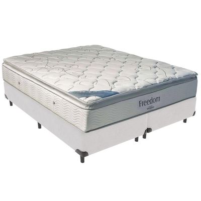 Cama Box Branco E Colchão Freedom Molas Ensacadas Queen Ortobom