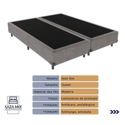 Cama Box Cinza E Colchão Queen Evolution Probel
