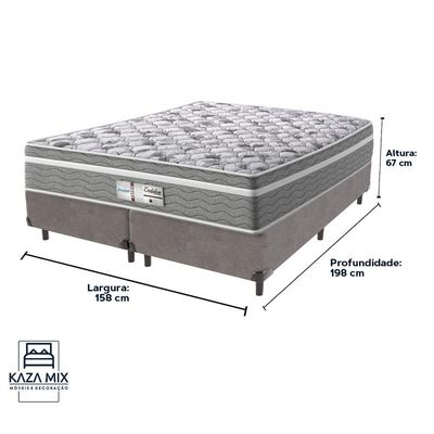 Cama Box Cinza E Colchão Queen Evolution Probel