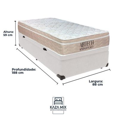 Cama Baú Solteiro Branco+colchão Airtech Molas Ortobom