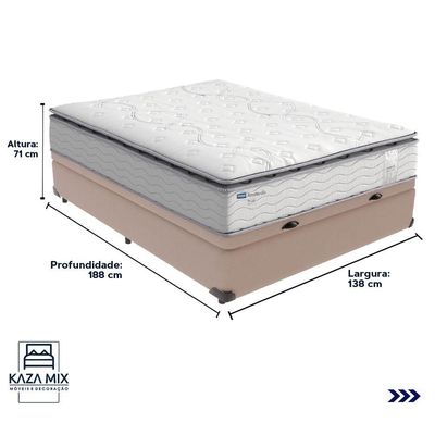 Cama Box Baú Bege E Colchão Amsterdã Molas Ensacadas Casal Probel