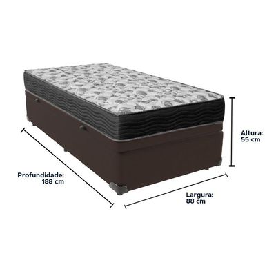 Cama Ortobom Solteiro Box Baú Marrom E Colchão Iso100 Espuma D33