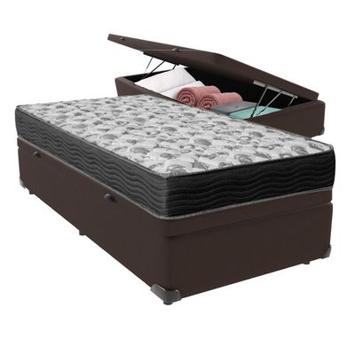 Cama Ortobom D33 Solteiro Com Box Baú Bege Iso100 Marrom