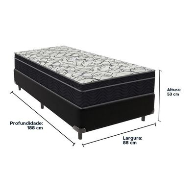 Cama Box Solteiro Preto E Colchão Ortobom Extra Firme D45