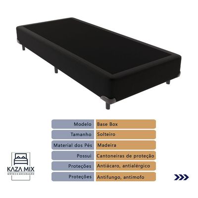 Cama Box Solteiro Preto E Colchão Ortobom Extra Firme D45