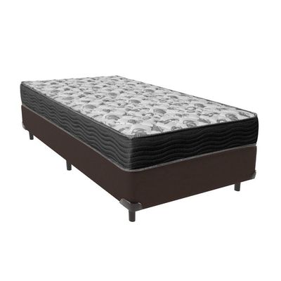 Cama Ortobom Solteiro Box Marrom E Colchão Iso100 Espuma D33