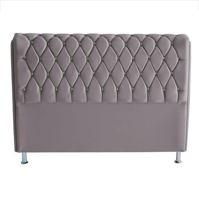 Cabeceira De Cama Box Londres Casal 140 Cm Suede Botão De Strass Prata Do Lar Móveis E Decoração