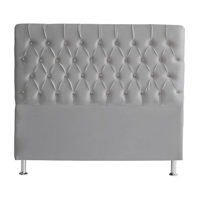 Cabeceira De Cama Box Estrela Casal 140 Cm Suede Botão Cristal Prata Do Lar Móveis E Decoração