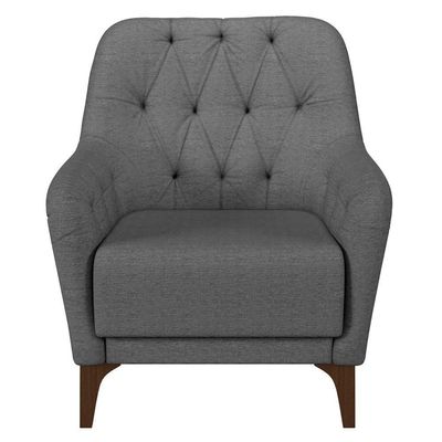 Kit 2 Poltronas Decorativas Para Sala Com Capitonê Pietà M22 Linho Cinza Escuro - Mpozenato