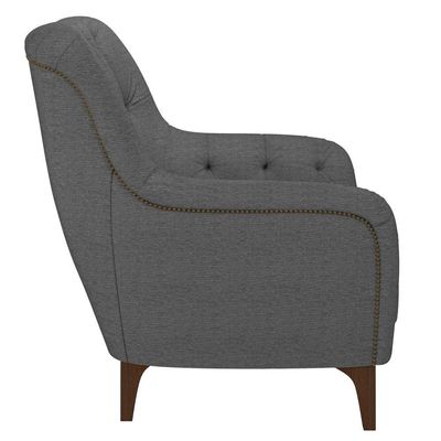 Kit 2 Poltronas Decorativas Para Sala Com Capitonê Pietà M22 Linho Cinza Escuro - Mpozenato