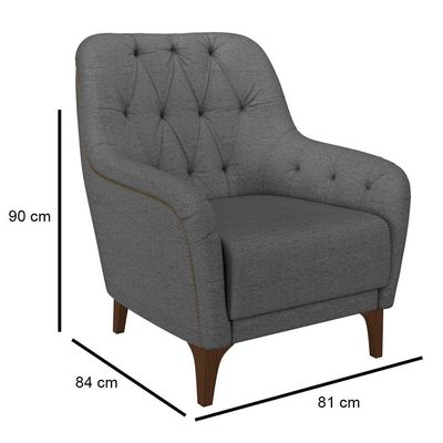 Kit 2 Poltronas Decorativas Para Sala Com Capitonê Pietà M22 Linho Cinza Escuro - Mpozenato