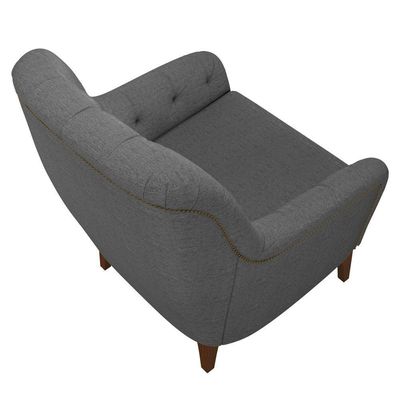 Kit 2 Poltronas Decorativas Para Sala Com Capitonê Pietà M22 Linho Cinza Escuro - Mpozenato