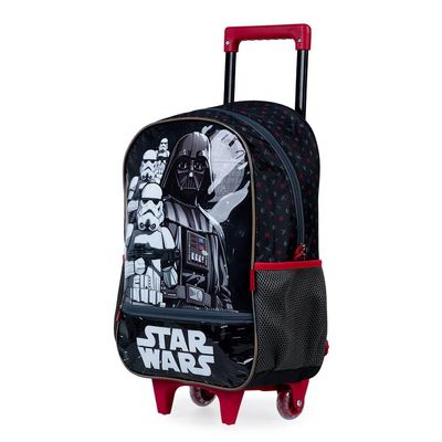 Mochila Escolar Masculina de Rodinhas Star Wars Preto U / Preto