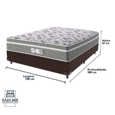 Cama Box Marrom E Colchão Casal Evolution Probel