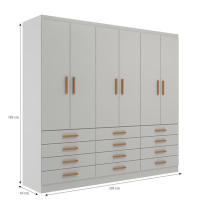 Guarda Roupas New Mônaco 6 Portas E 12 Gavetas - Branco