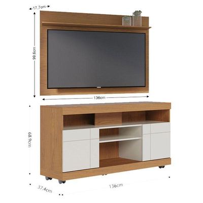 Rack Bancada Ambiente Yara E Painel Para Tv Maia Freijó Off White – Colibri