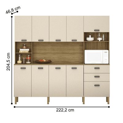 Kit Cozinha Armários E Portas Intense Freijó Vanilla