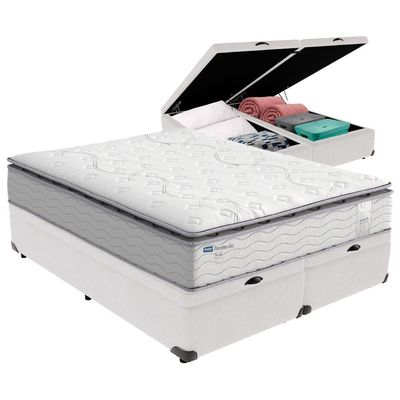 Cama Box Baú Queen E Colchão Molas Ensacadas Amsterdã Probel - Branco