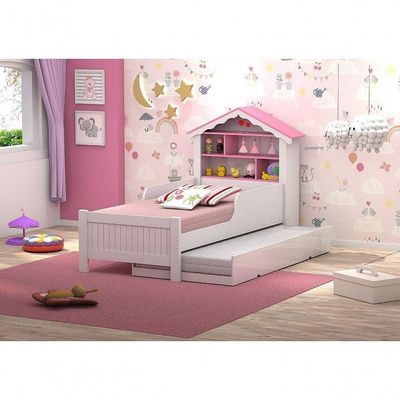 Cama Solteiro Princesa Branca E Rosa Com Auxiliar Vitamov
