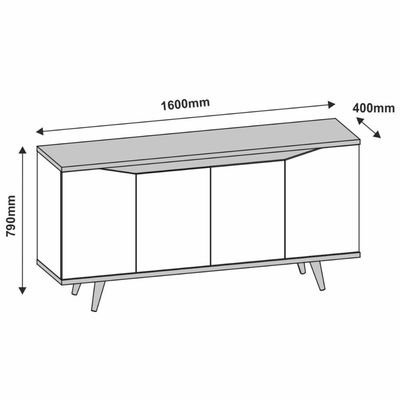 Buffet 4 Portas C- Nichos Bella Off White-cedro