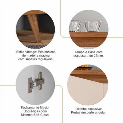 Buffet 4 Portas C- Nichos Bella Off White-cedro